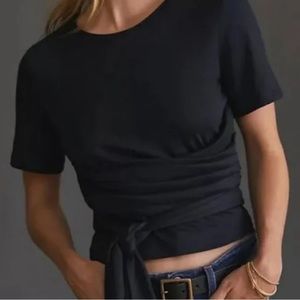 Anthropologie Pilcro Tie Front Cropped T-shirt